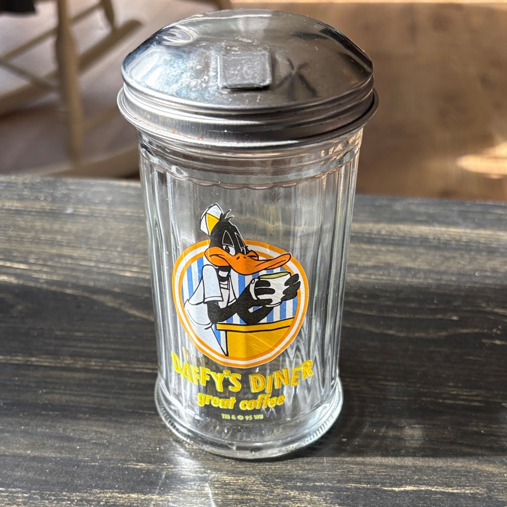 Daffy's Diner Glass Sugar Dispenser with Silver Lid